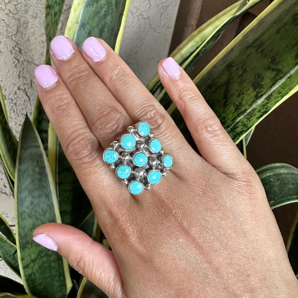 Turquoise And Silver Statement Ring - image 2